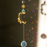 Natural crystal moon sun octagonal bead pendant-20230324CTR